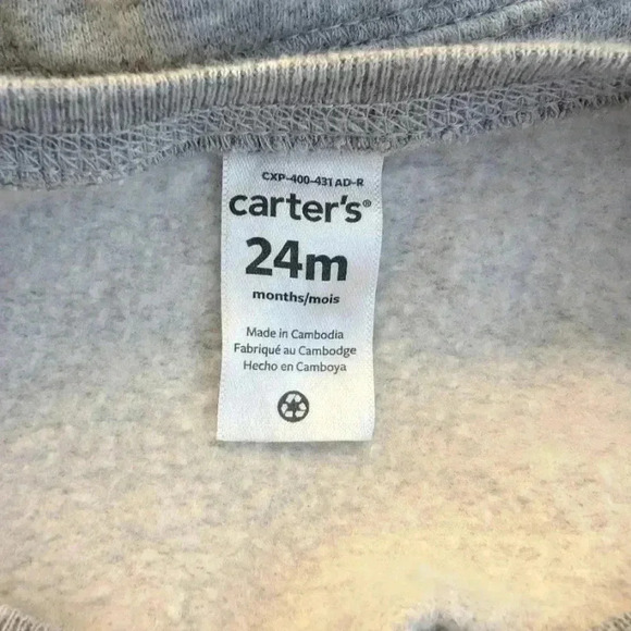 Carter's Girls 2-Piece Bear Fleece Cotton Top & Pant Set (24 Months) Gray - Picture 7 of 9